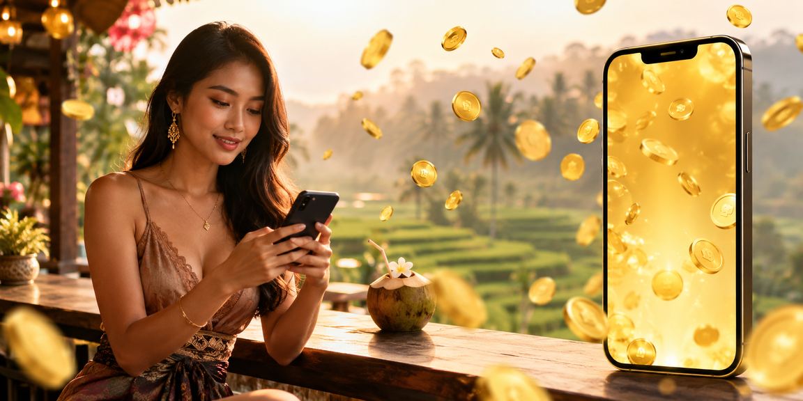 Pengguna mengakses aplikasi casino online dari ponsel dengan tampilan modern di Vietnam